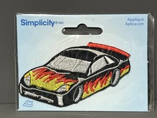 Simplicity Brand Iron on Applique Patch Race Car 3 x 2 inch