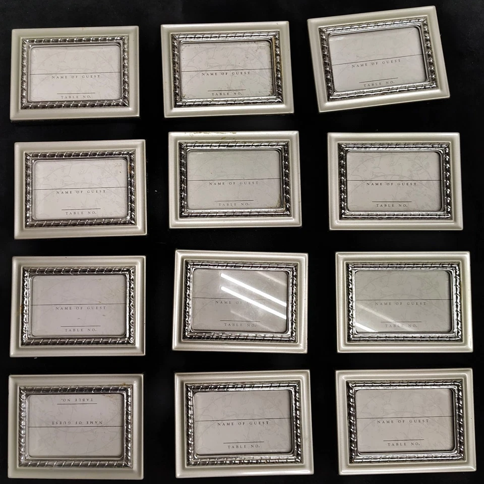Mesa con marco de fotos plateado # Juego de 12 tarjeteros con nombre para boda NUEVO Foto 3 de 4