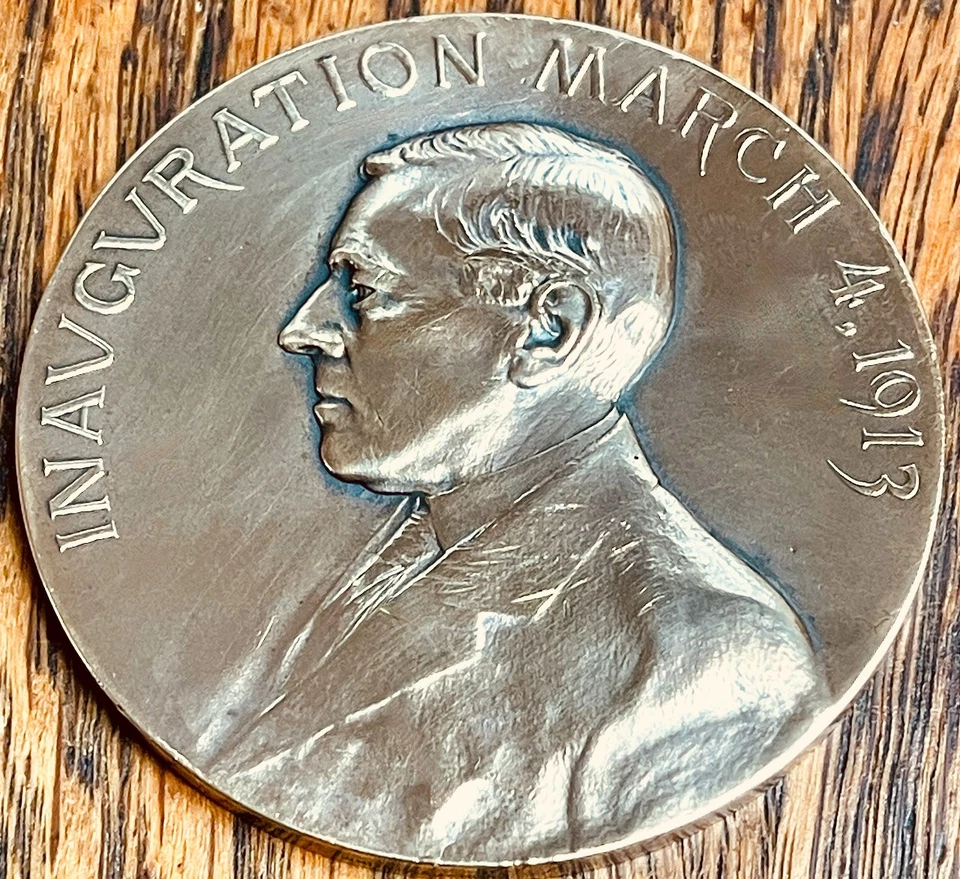 Medalla Inaugural Oficial de Bronce del Presidente Woodrow Wilson 1913 Como Nueva de Estados Unidos Foto 3 de 4