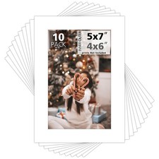 Mat Board Center, 10 Pack 5x7 for 4x6 White Photo Picture Mats