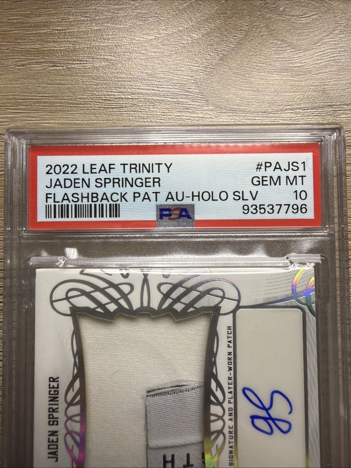 2022 Leaf Trinity JADEN SPRINGER FLASHBACK PAT. AUTO HOLO SILVER 1/5 PSA 10 💎 view 9