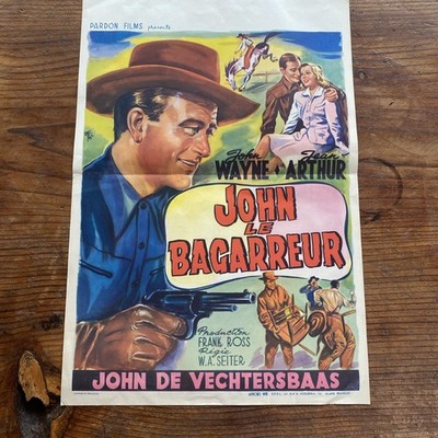 Vintage 1943 Filmplakat For Lady Takes A Chance Belgium Version With John Wayne