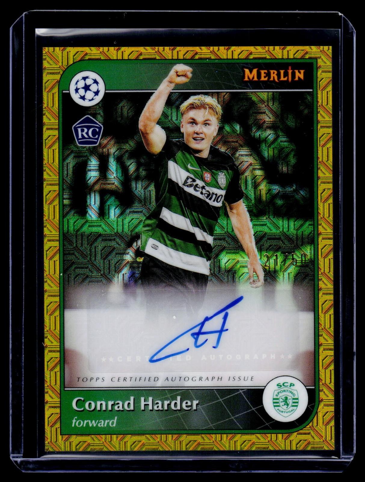 24-25 Topps Merlin Conrad Harder Rc Auto Gold Mojo /50