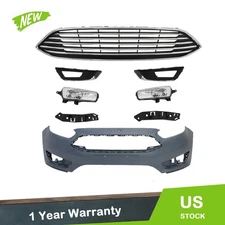 Black Front Bumper Cover+Upper Grille+Fog Light For Ford Focus 2015-2017 2018