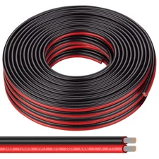 12AWG Tinned Copper Electrical Wire - 50FT, 2 Conductor Parallel, Black, PVC ...