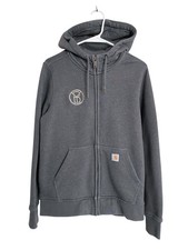 Carhartt Hoodie Company Logo Women  s Gray Medium 8-10 Relaxed Fit Excellent 