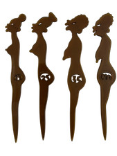 4x Set Vintage Zulu Lulu Funny "AGING" Swizel Sticks Drink Mixers Stir Celluloid