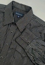 Panhandle Slim Metallic Stripe Western LS Pearl Snap Shirt Men XL Country Sleeze