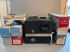 Vtg Airequipt Superba Sonic 35mm Slide Projector 4in f3.5 Lens Magazines Lot