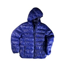 Blue hooded lightweight quilted down puffer kids jacket