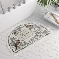 Vctops Half Circle Bathroom Rugs Bird Print Soft Absorbent Microfiber Bath Rugs