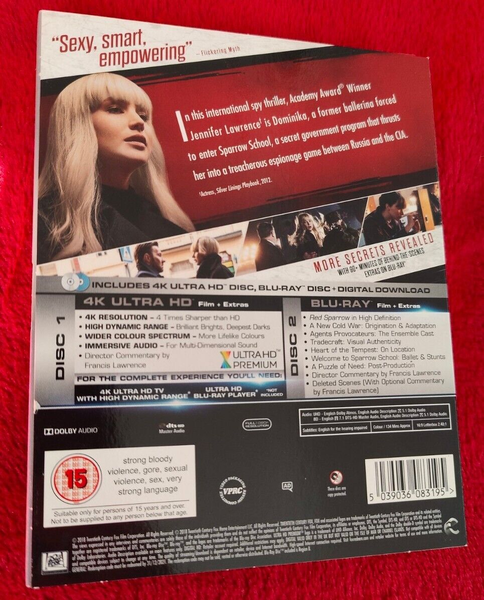 RED SPARROW 4K UHD AND RAY AND SLIPCOVER BRAND NEW SEALED | eBay