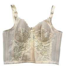 Wacoal 80A 36A Vintage Ivory Longline Lace Bustier Corset