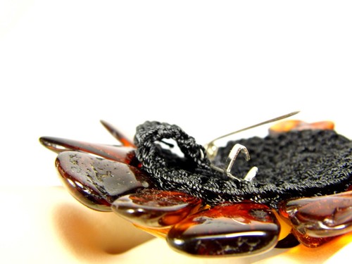 Baltic Amber Flower Brooch / Pendant Multicolor 3.4" / 30gr. Natural Stone 4595 - Picture 13 of 17