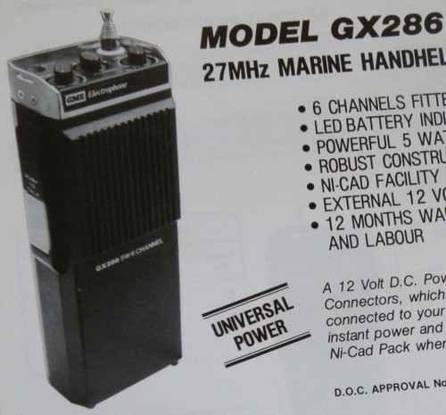 SALES&INFO SHEET-GME ELECTROPHONE GX286 HANDHELD 6CH HF MARINE RADIO TRANSCEIVER - Zdjęcie 9 z 9