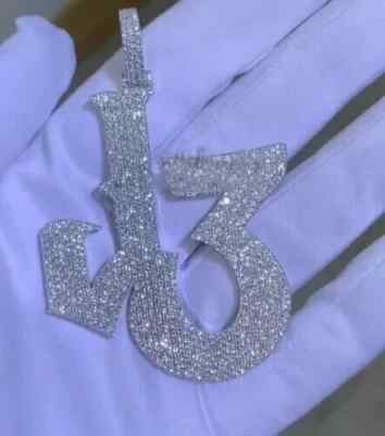 3Ct Round Cut Real Moissanite Custom Letter Number Pendant 925 Sterling Silver