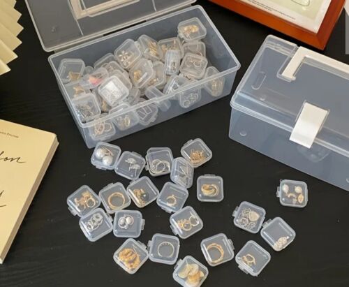 Mini Plastic Clear Small Jewelry Boxes 75Pcs Small Storage Empty Containers - Picture 3 of 5