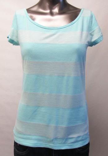 Tommy Hilfiger,Neuwertig,Damen,Shirt,Kurzarm,Türkis,Gestreift,M(USA),Gr.40