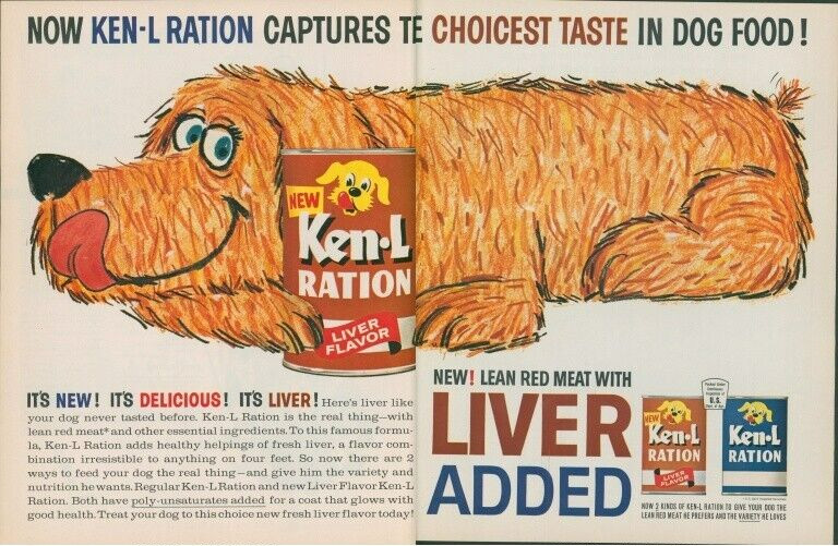 Liver Flavor Cartoon Blue Eyes Vintage Print Ad Lo8