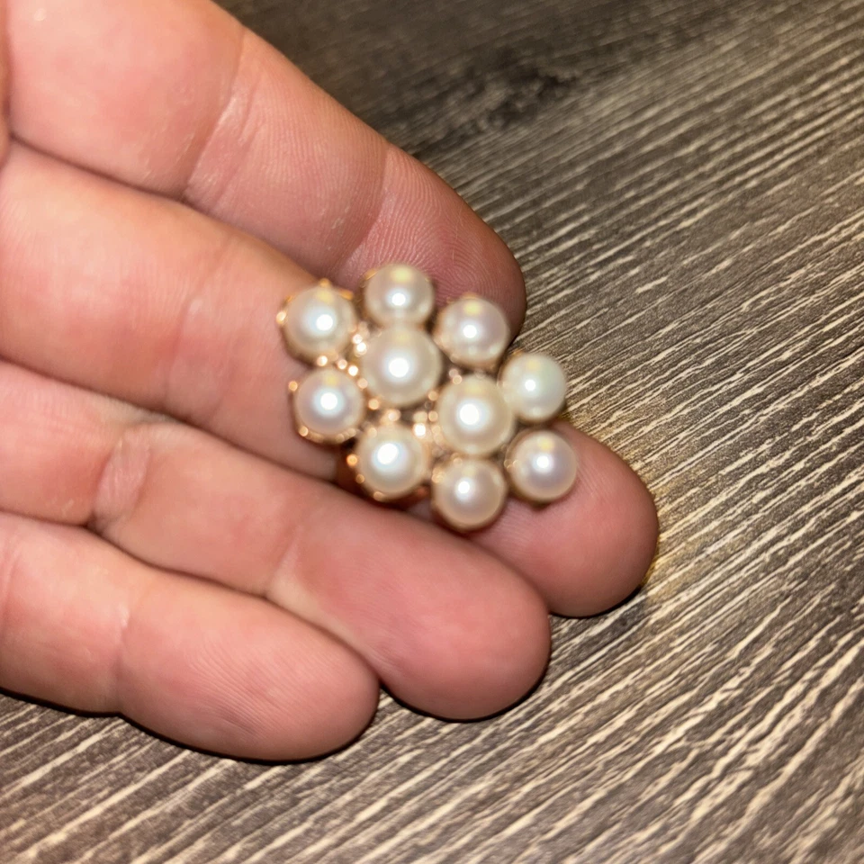 Pearl Elongated Bronze Cluster Ring SIZE 10 MADE IN ITALY Signed Stamped - Image 4 of 4