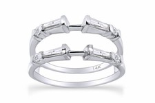 Baguette Cut Natural Diamond Enhancer Ring Guard In 14K White Gold 0.5 Ct