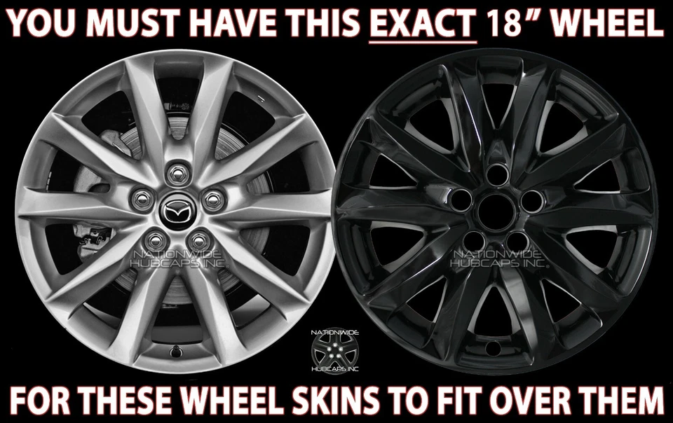 4 черных 18-дюймовых колпака ступицы колпаки обода для Mazda 3 Grand Touring 2017 2018 годов выпуска - Изображение 2 из 4