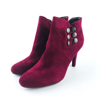 Rialto Womens Cairo Fabric Closed Toe Ankle Fashion, Burgundy/Suedette Size 9.5M
