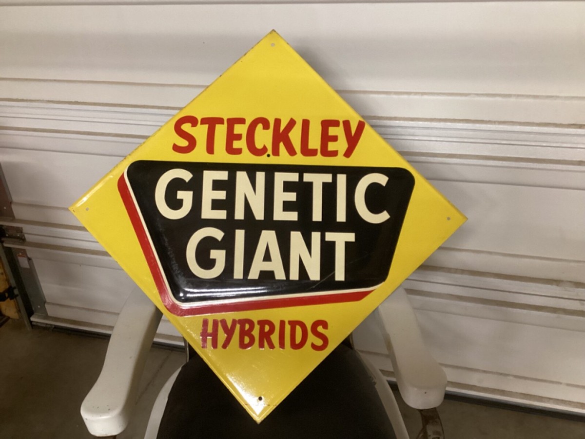 ビンテージU.S.Aサイン ORIGINAL Vintage STECKLEY GENETIC GIANT HYBRIDS Sign FARM AG Barn