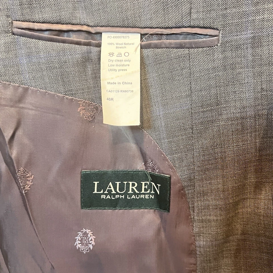 Casaco esportivo masculino Ralph Lauren lã 46 regular cinza azul xadrez blazer jaqueta 46R - Imagem 4 de 4