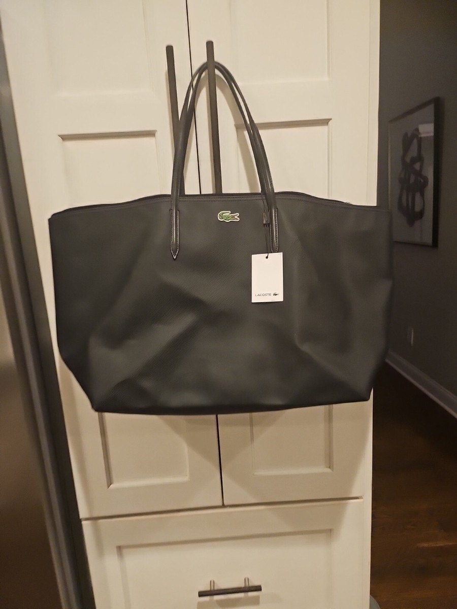 NWT Woman's Lacoste Tote Bag Large Shopping Bag Black New