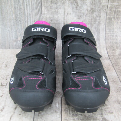 Chaussures Vélo Giro Riela Femme – Noir/rose, 8.5 US, Double Fixation (2 Et 4 Trous), Neuves