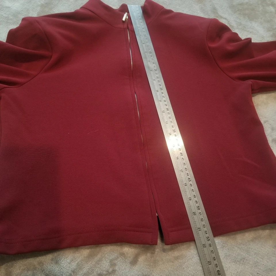 Briggs Womens Medium Petite Long Sleeve Full-Zip Mock Crop Jacket Maroon Casual - Image 3 of 4