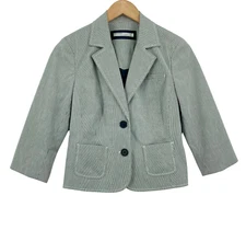 Old Navy Women's Gray Cotton Striped Long Sleeve Two-Button Blazer Coat Small