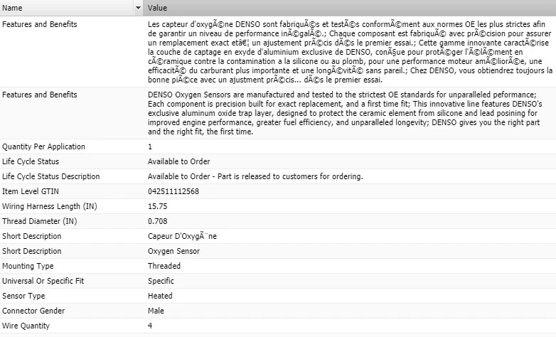 Датчик кислорода восходящего потока DENSO для 2008-2013 CADILLAC ЭСКАЛЕЙД EXT V8-6,2 л - Изображение 2 из 4