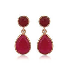 Teardrop Pink Chalcedony Gemstone Earring 925 Silver Womens Wedding Jewelry