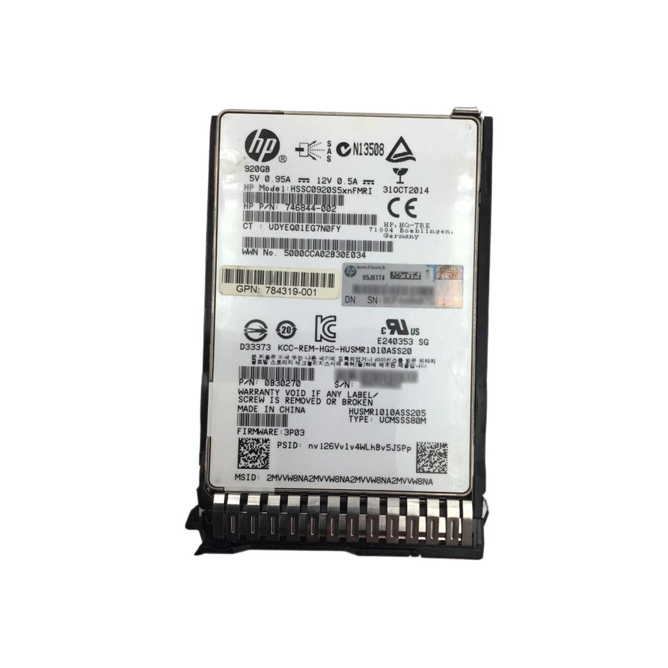 HP 920GB ~ 1TB SAS SSD 746844-002 2.5 Server SSD HSSC0920S5xnFMRI w/ Caddy - Image 4 of 4