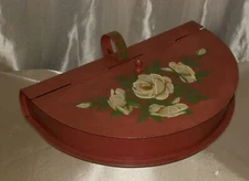 Silent Butler Hand-painted Roses Curved Handle Hinged Top Crumb Catcher Folk Art