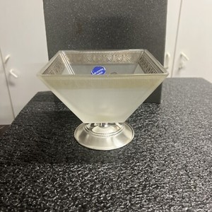 Arte Murano Art Glass Candy Dish With 800 Silver Stand 4.5”/5.5”