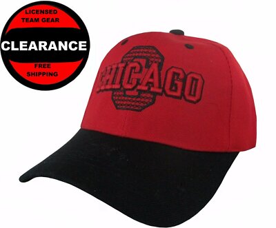 Nfl apparel -''Chicago'' Themed Adult Adjustable Red & Black Athletic Cap, NWT