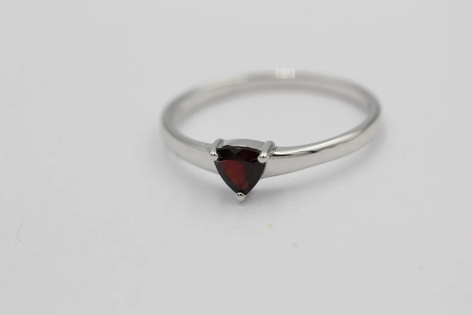 Nobile 1;15 Carati Granato Anello 925 Argento Anello Misura 7/17/54 Rosso Sangue - Immagine 4 di 4