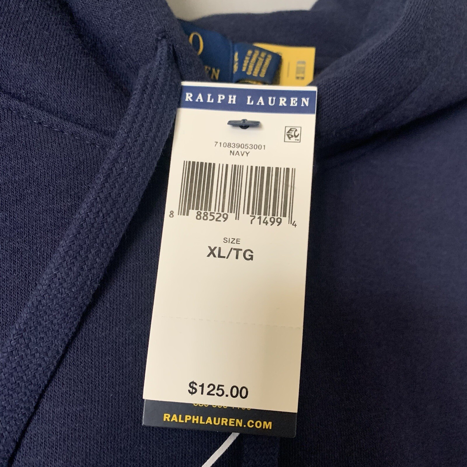 Felpa con cappuccio Polo Ralph Lauren uomo grande pony pile blu navy taglia XL NUOVA