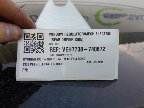 MK3 HYUNDAI I30 WINDOW REGULATOR/MECH ELECTRIC (REAR DRIVER SIDE) 5DR 17-20 - Picture 4 of 4