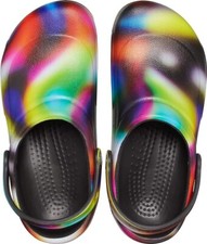 Crocs Bistro Graphic Slip Resistant Clog W7/M5 Neon Tie Dye Work 204044-6RX NWT