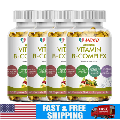 Vitamin B Complex Capsules B1 B2 B3 B5 B6 B7 B9 B12 General Wellness Supplements