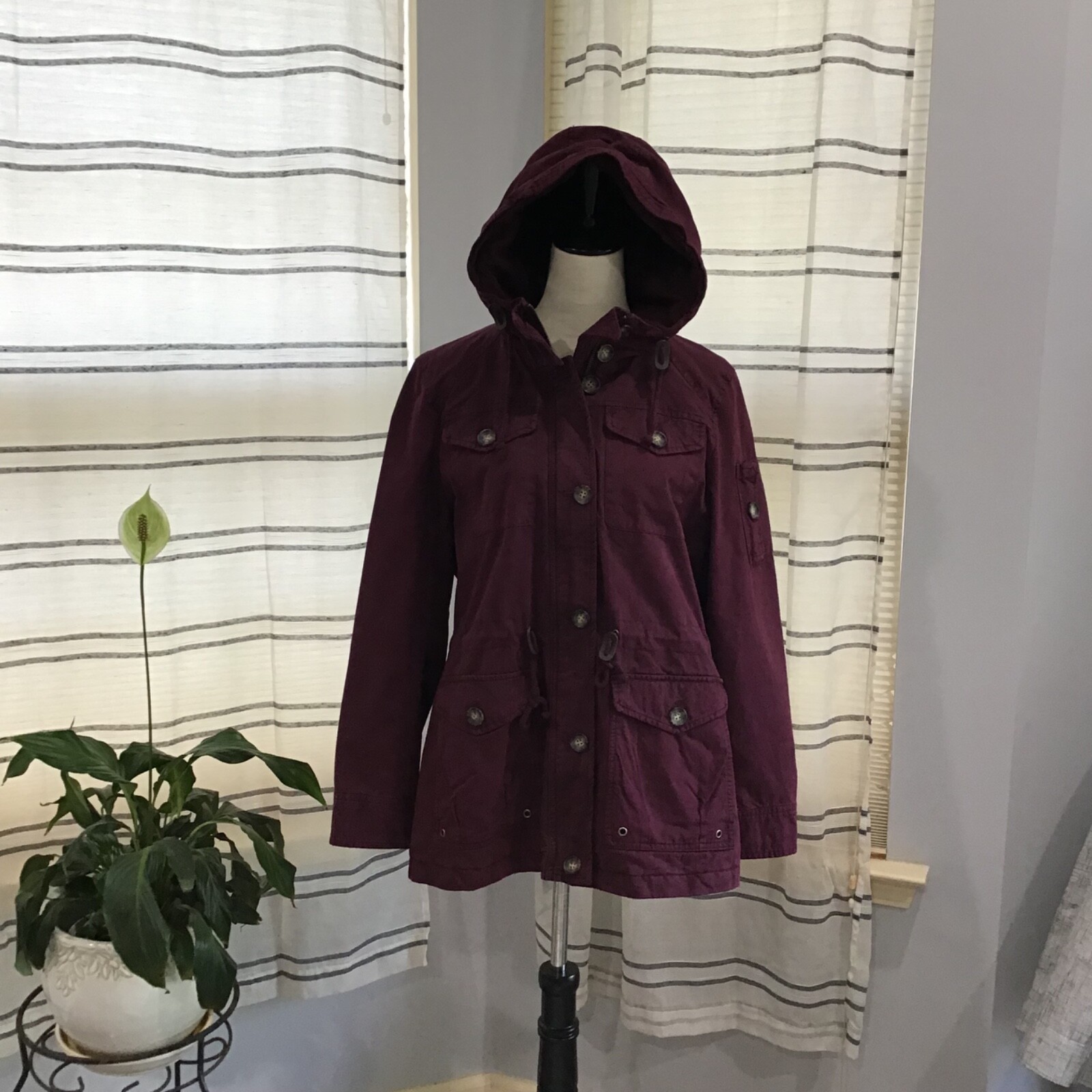 G.H. Bass Women’s Large Purple Hooded Cotton Winter Utility Coat