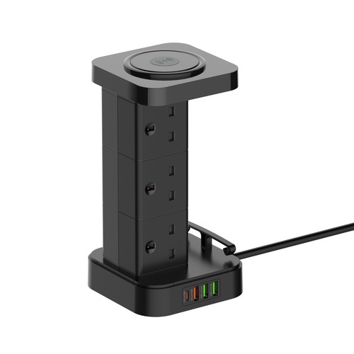 11-IN-1 Tower Extension Lead with 6 Sockets, USB, USB-C Slots & Wireless Charger - Picture 9 of 13