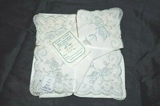 Vintage PURE LINEN 6 Hankies Hand Embroidered Butterflies Made in Portugal