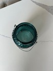 Rustic Hanging Hobnail Style Blue Glass Jar  Flower Vase Candle Holder Decor — photo 2