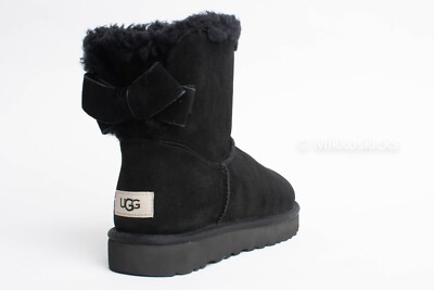 US Size 8 - UGG Women's MINI BAILEY SUEDE BOW in Black
