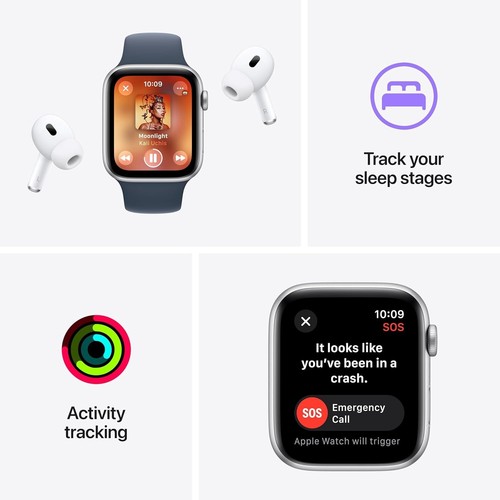 Apple Watch SE 2 - 40mm - Midnight Aluminum - Midnight Sport Loop MRE03LL/A - Photo 9 sur 10